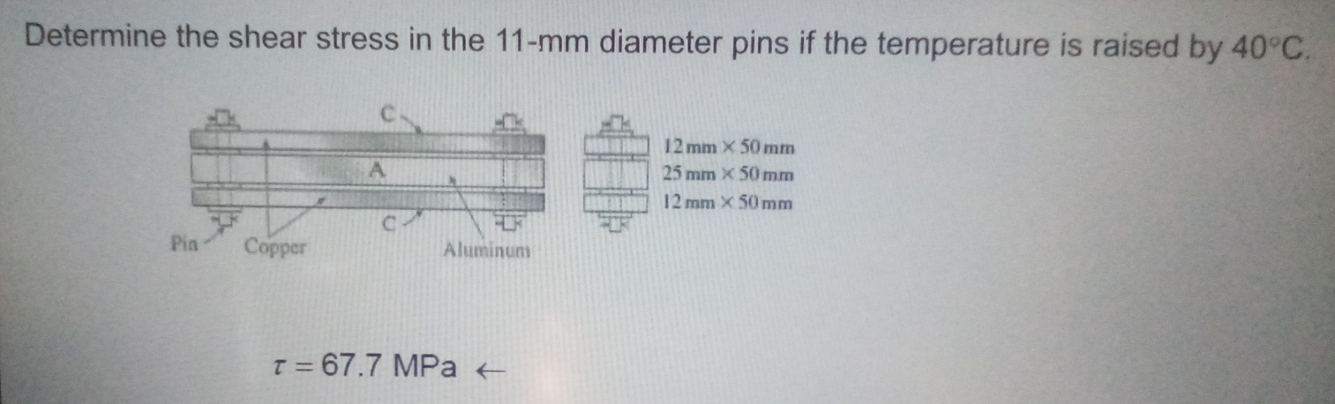 Determine the shear stress in the 1 1 - m m