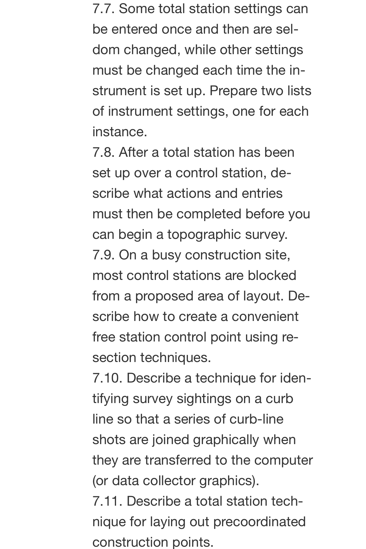 7 . 7 . Some total station settings can be
