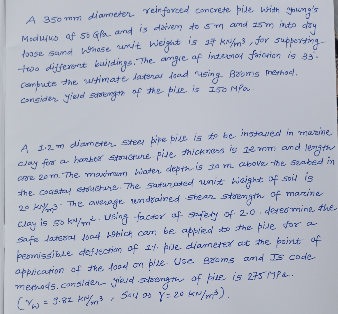 A 3 5 0 mm diameter reinforced concrete pile with