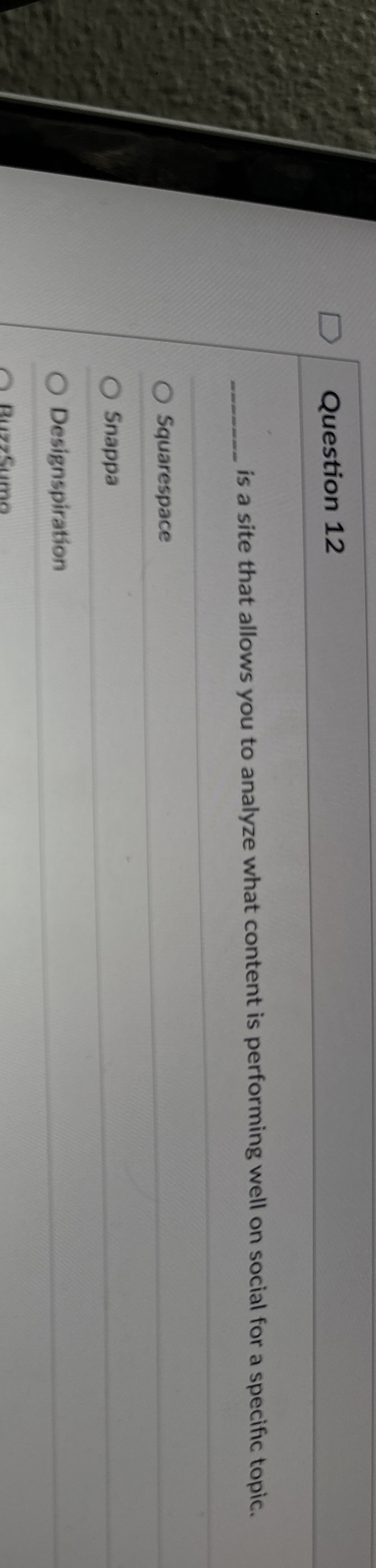 Question 1 2 is a site that allows you to analyze