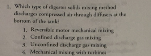 Which type of digester solids mixing method