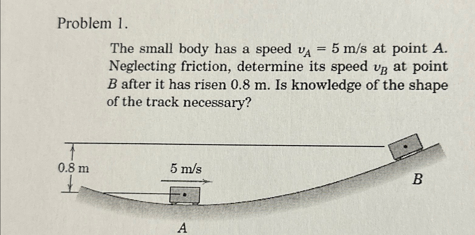 Problem 1 . The small body has a speed v A = 5 m