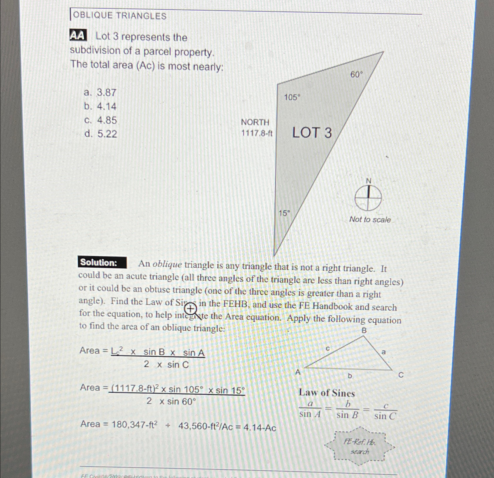 OBLIQUE TRIANGLES AA Lot 3 represents the
