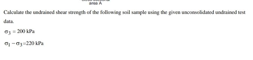 Calculate the undrained shear strength of the