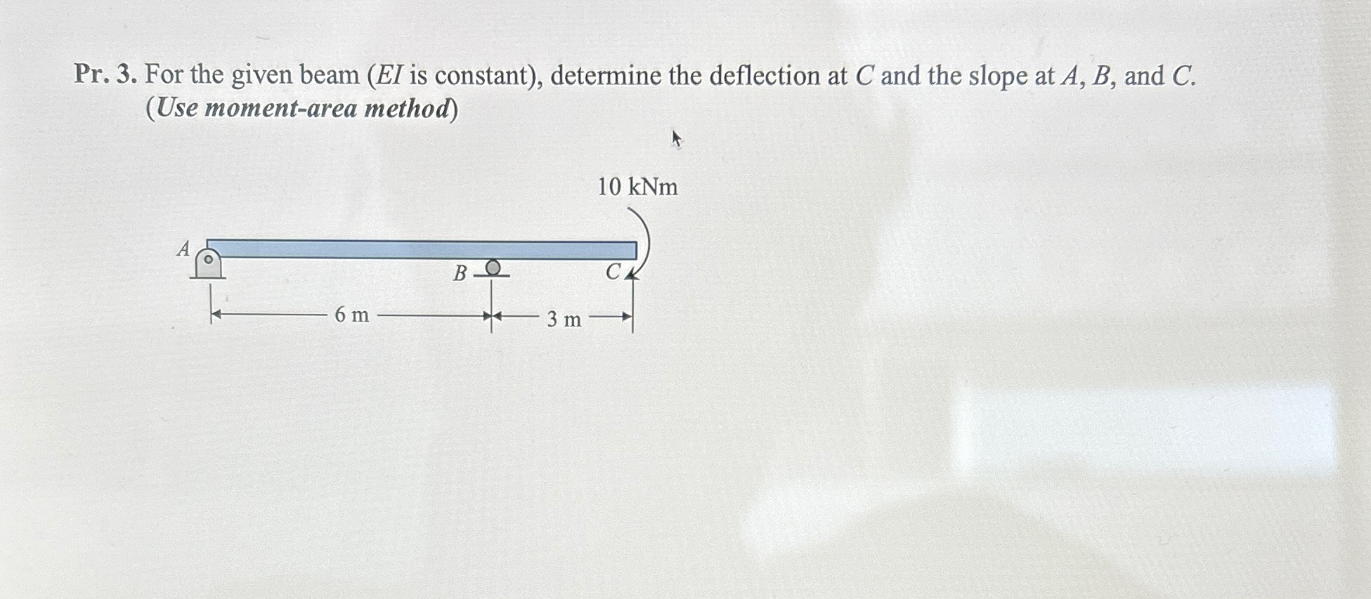Pr . 3 . For the given beam ( E I is constant ) ,