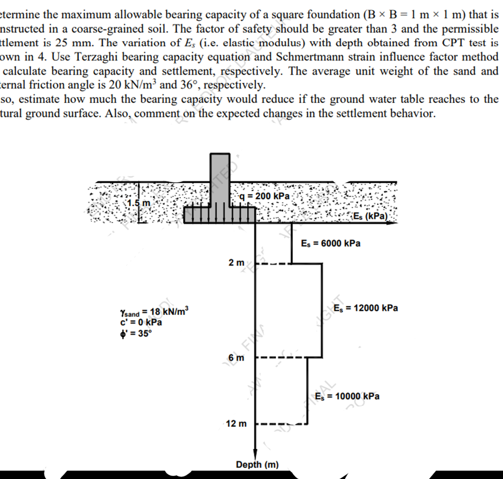 termine the maximum allowable bearing capacity of
