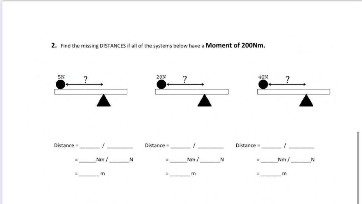 Find the missing DISTANCES if all of the systems