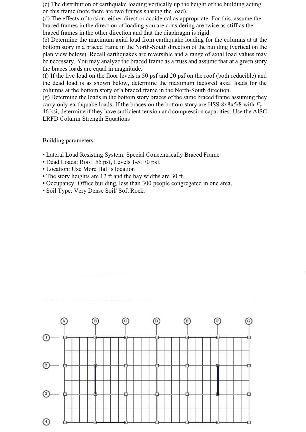 ( c ) The distribution of earthquake loading