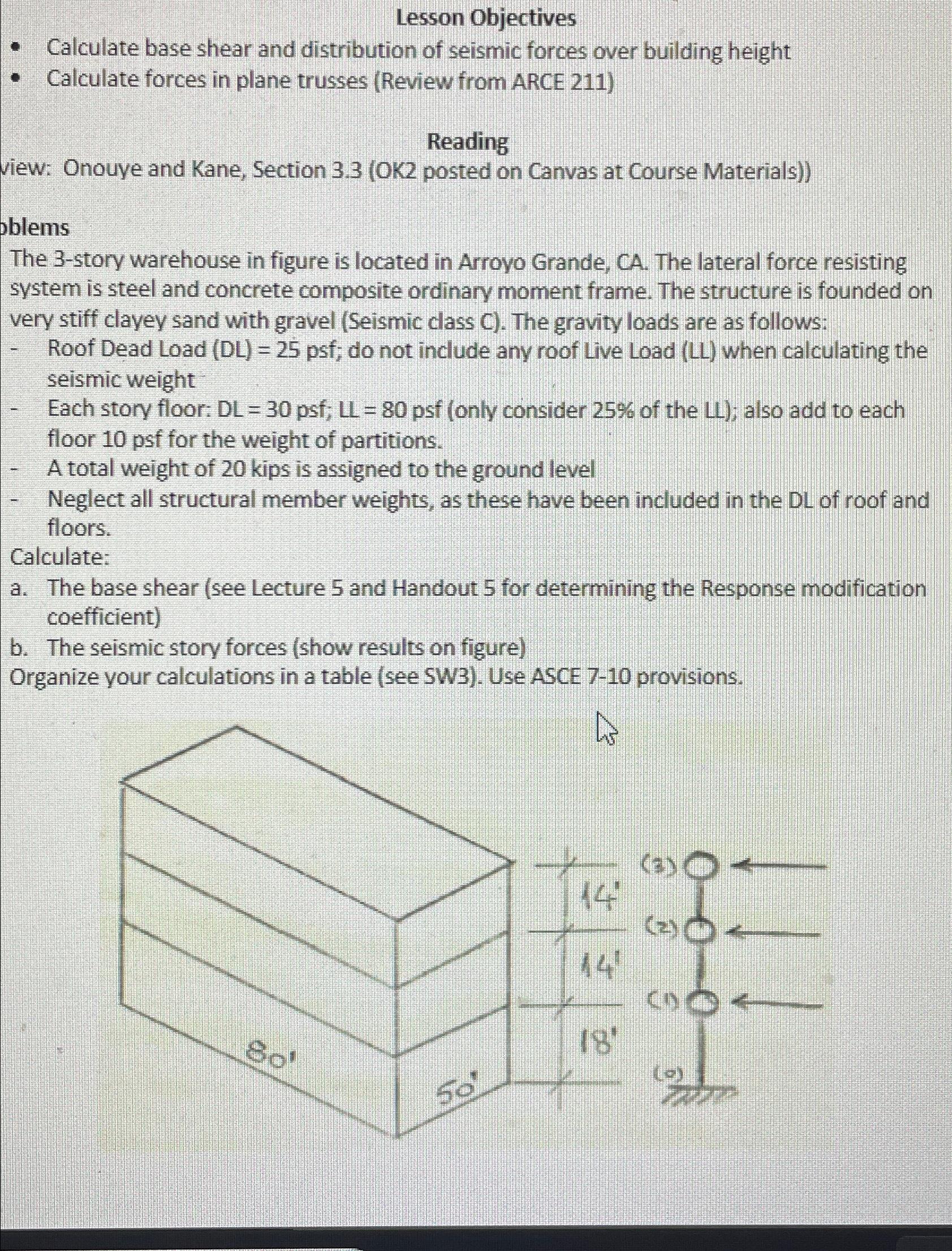 Lesson Objectives Calculate base shear and