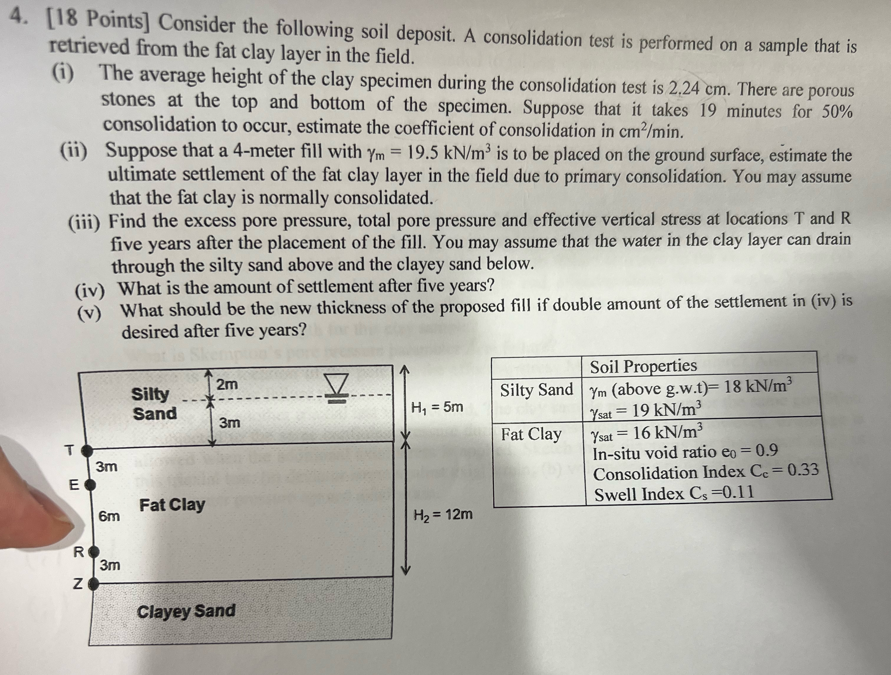 [ 1 8 Points ] Consider the following soil