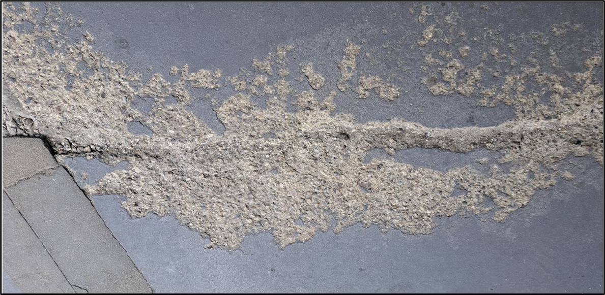 The photograph below shows a concrete sidewalk at