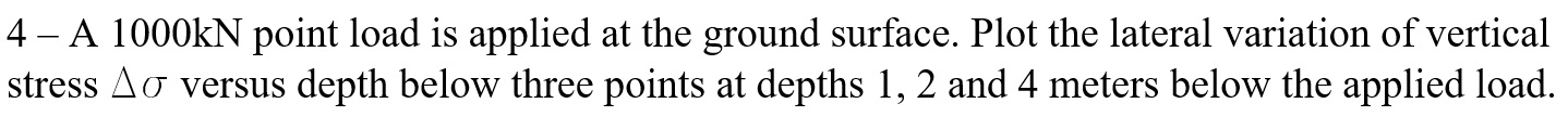 4 - A 1 0 0 0 k N point load is applied at the
