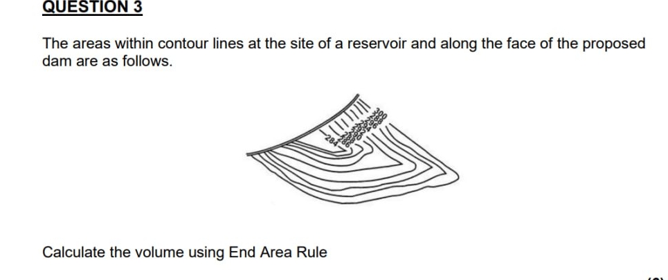 QUESTION 3 The areas within contour lines at the
