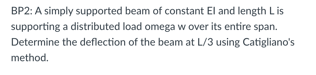 BP 2 : A simply supported beam of constant El and