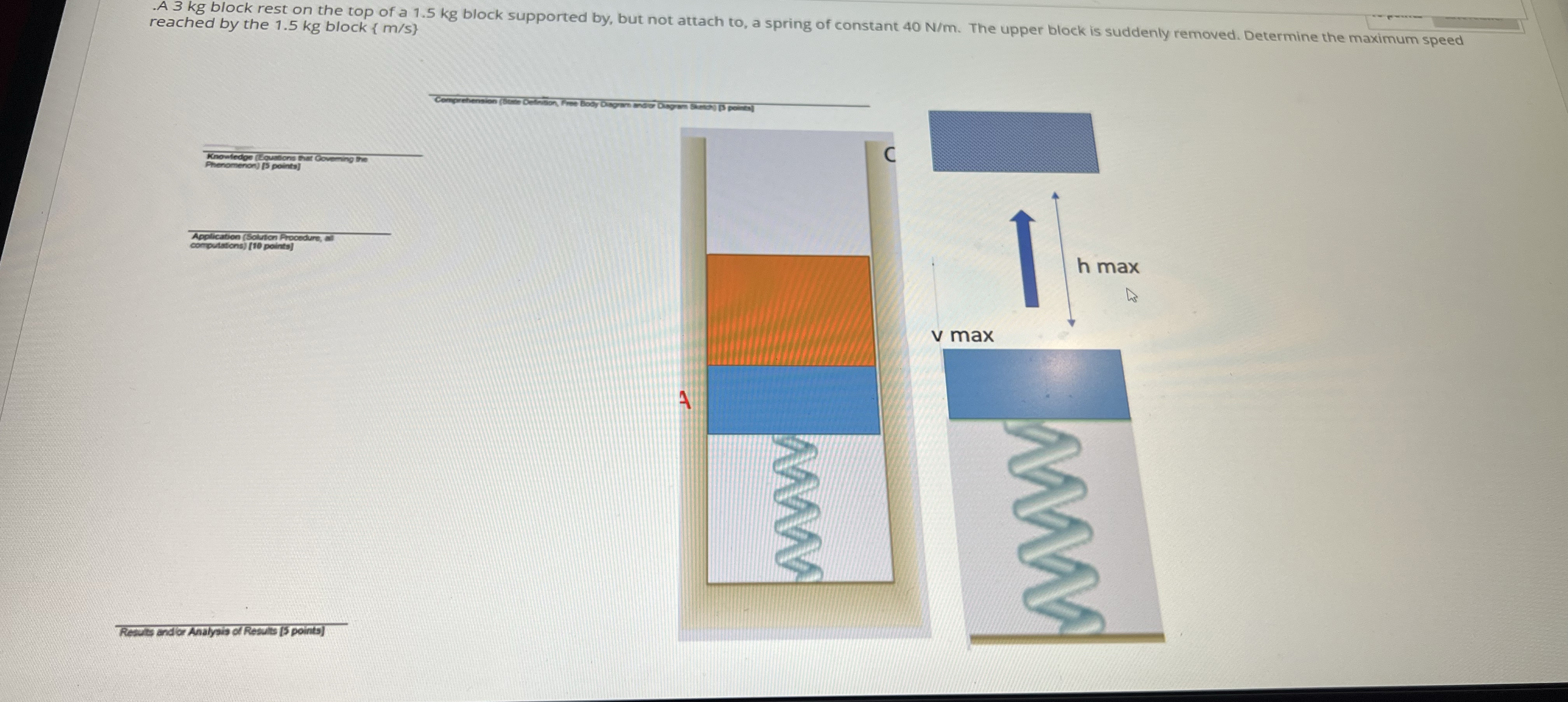 reached by the 1 . 5 kg block } q , computations