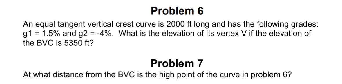 Problem 6 A ) An equal tangent vertical crest