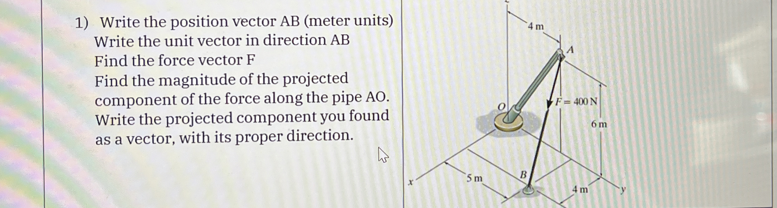 Write the position vector A B ( meter units )