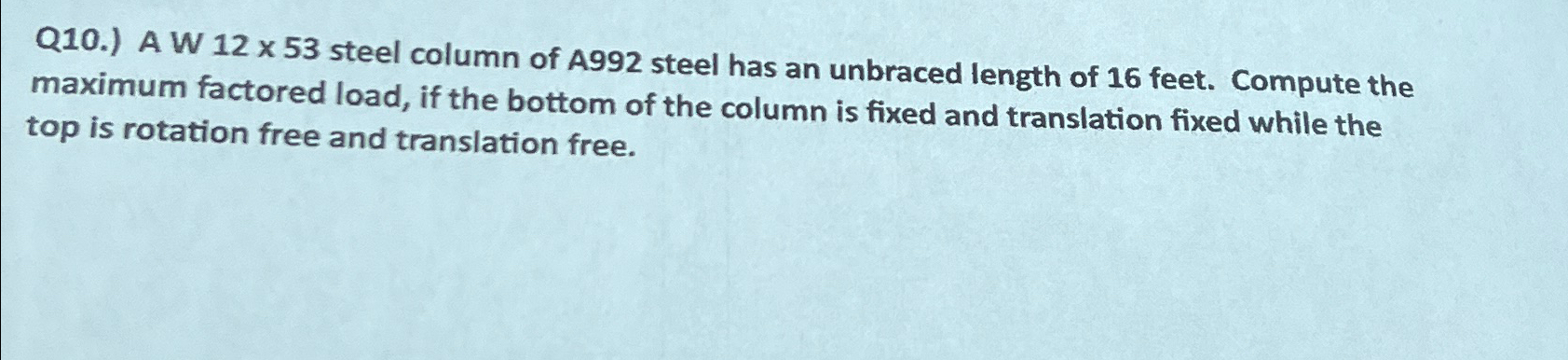 Q 1 0 . ) A W 1 2 5 3 steel column of A 9 9 2