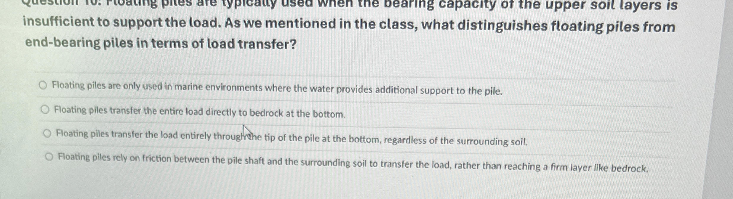 insufficient to support the load. As we mentioned