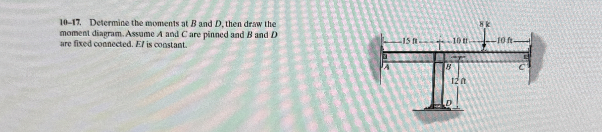 1 0 - 1 7 . Determine the moments at B and D ,