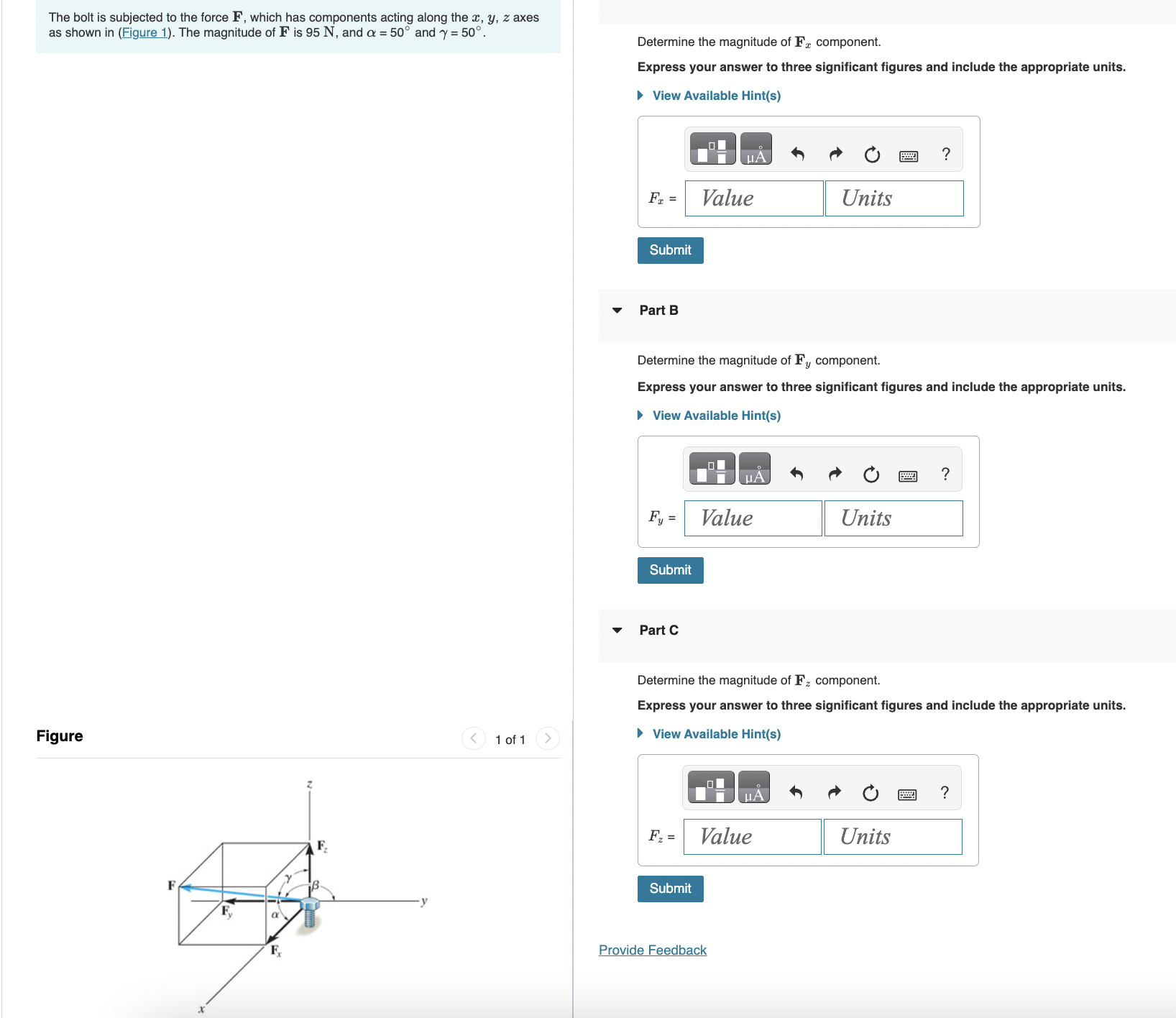 determine the x , y , and z components.