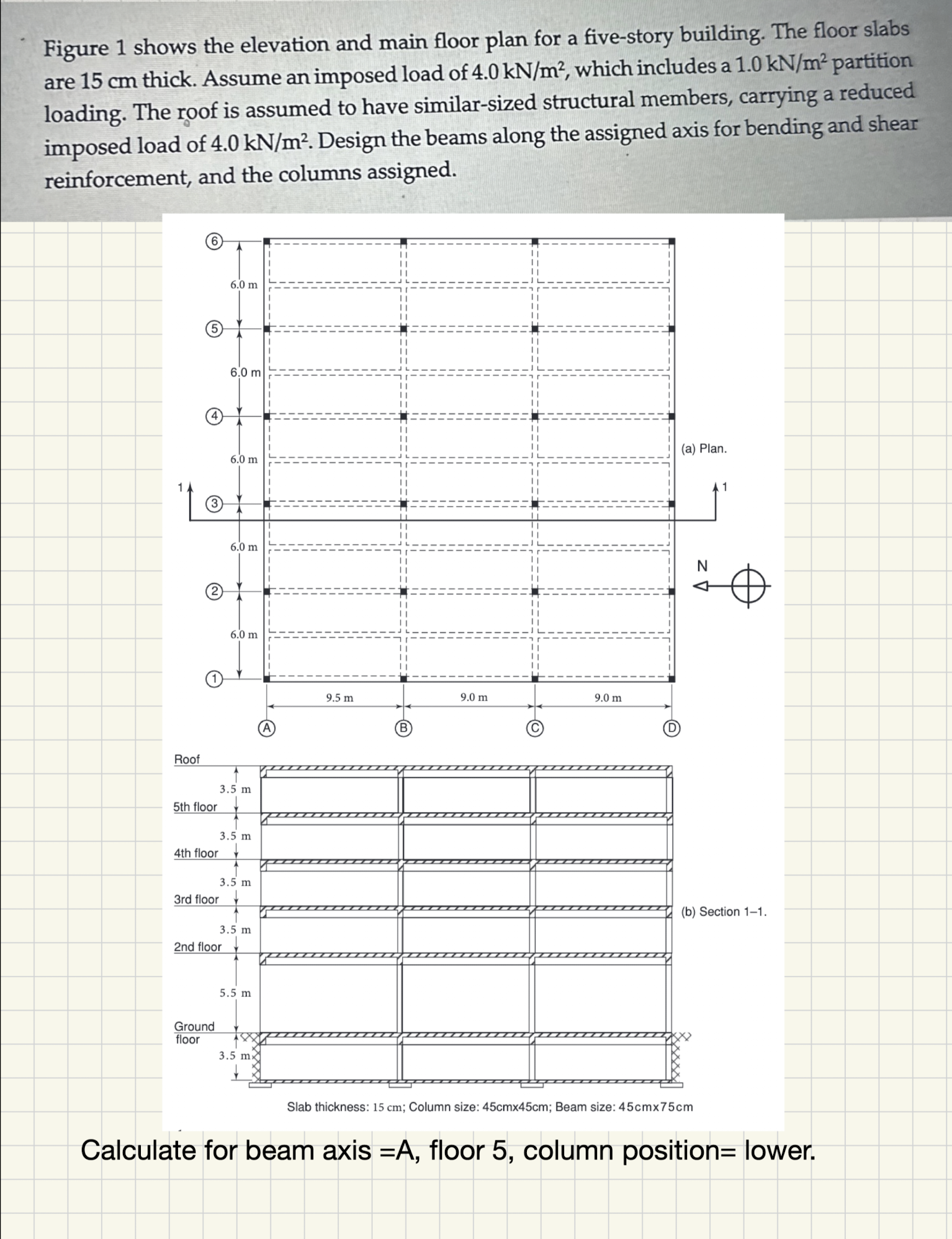 Calculate for beam axis = A , floor 5 , column