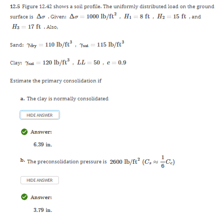 1 2 . 5 Figure 1 2 . 4 2 shows a soil profile.