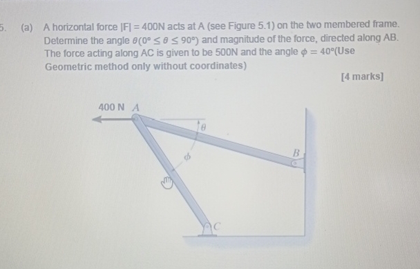 ( a ) A horizontal force | F | = 4 0 0 N acts at