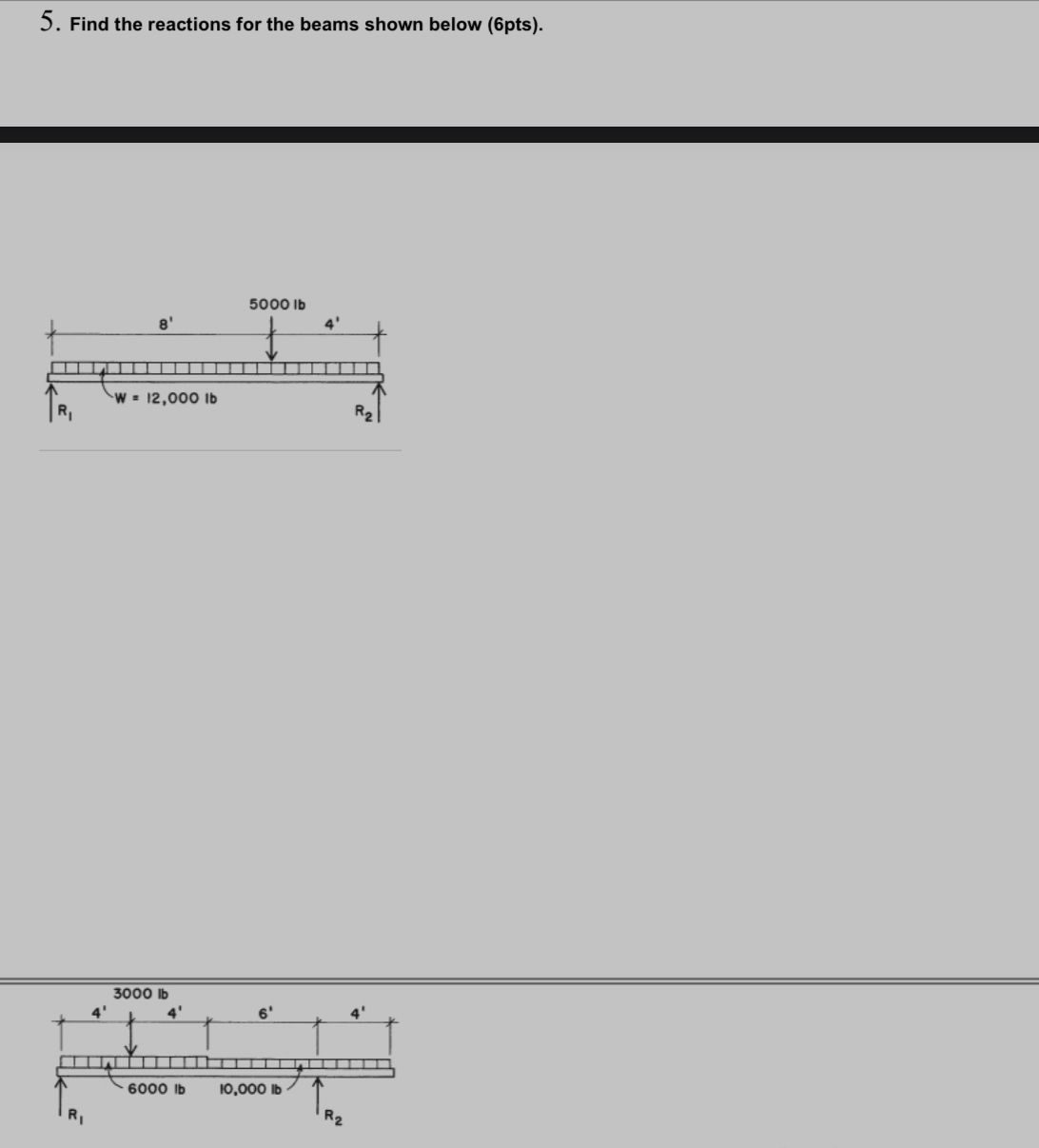 Find the reactions for the beams shown below ( 6
