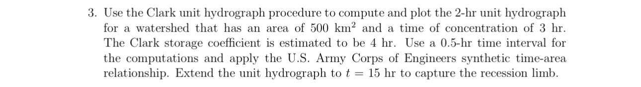 Use the Clark unit hydrograph procedure to