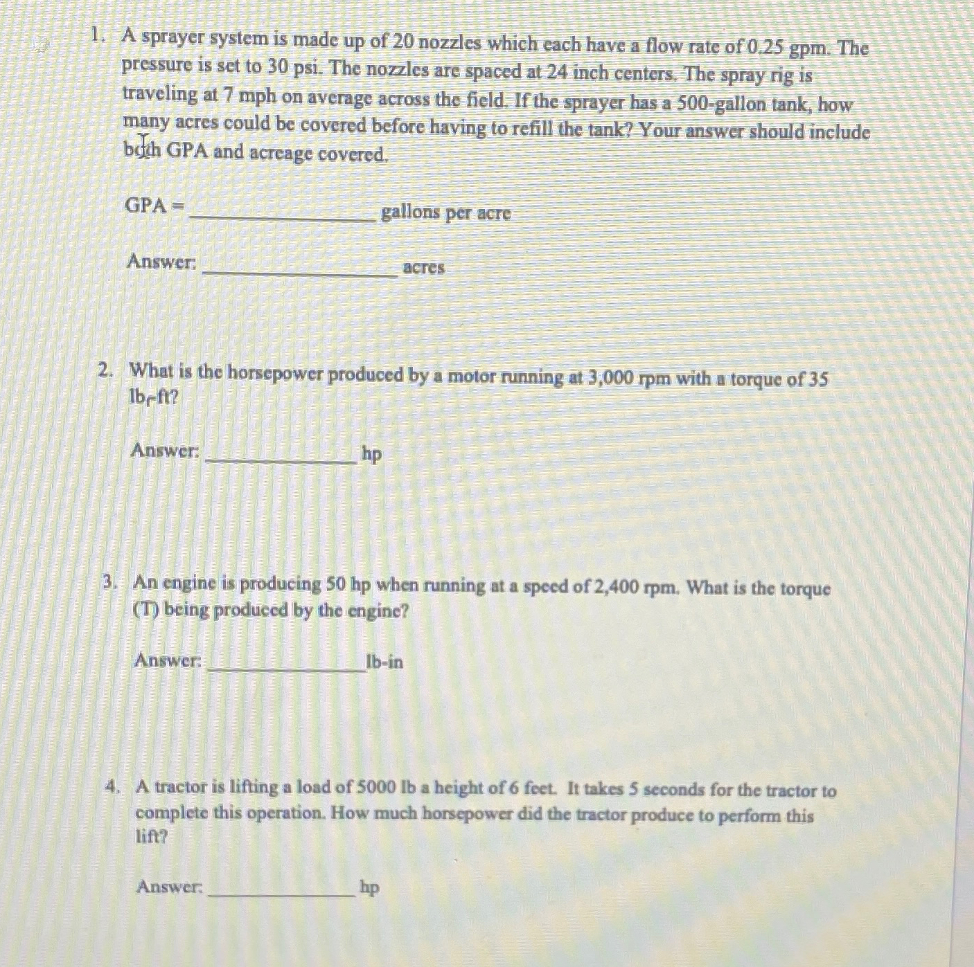 A sprayer system is made up of 2 0 nozzles which