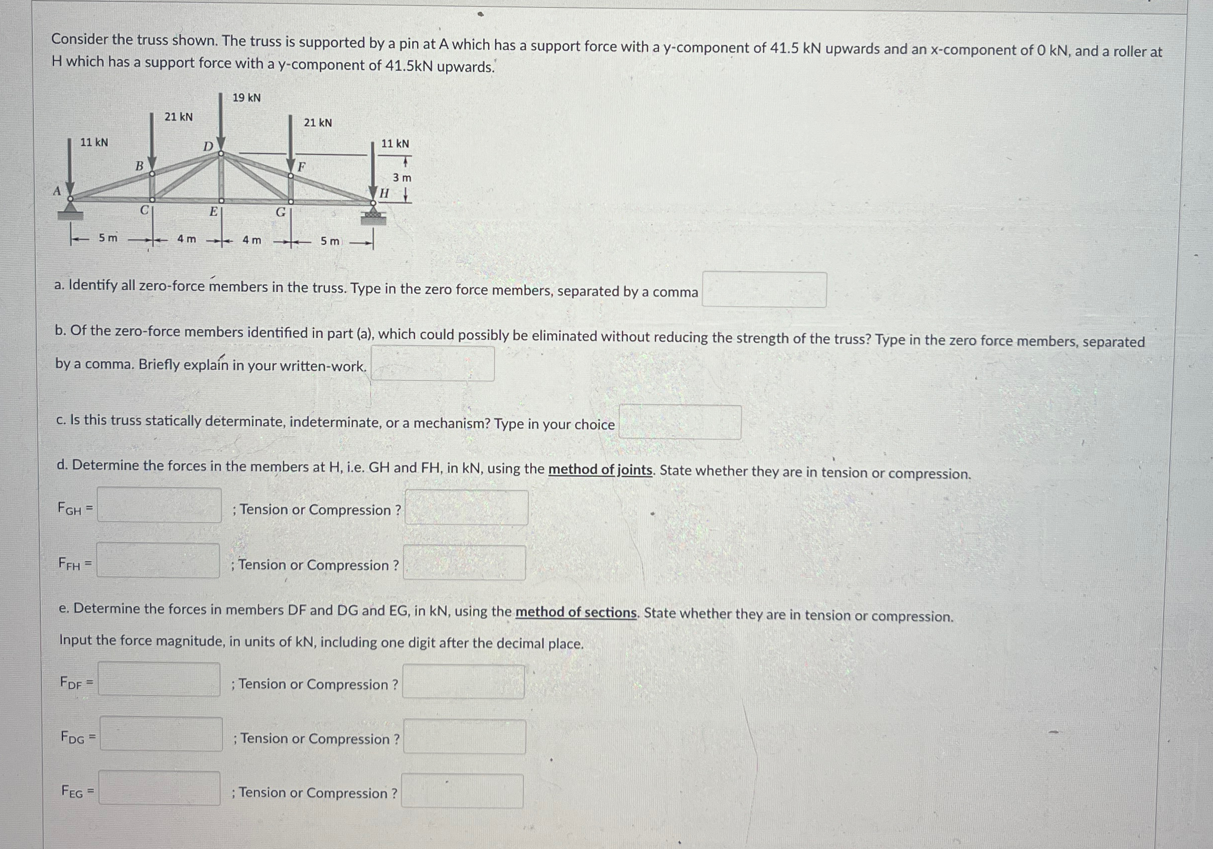 CoURGENT PLEASE Cnsider the truss shown. The