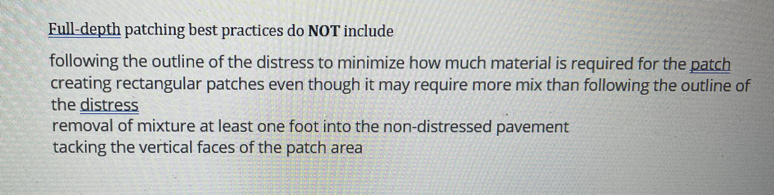 Full - depth patching best practices do NOT