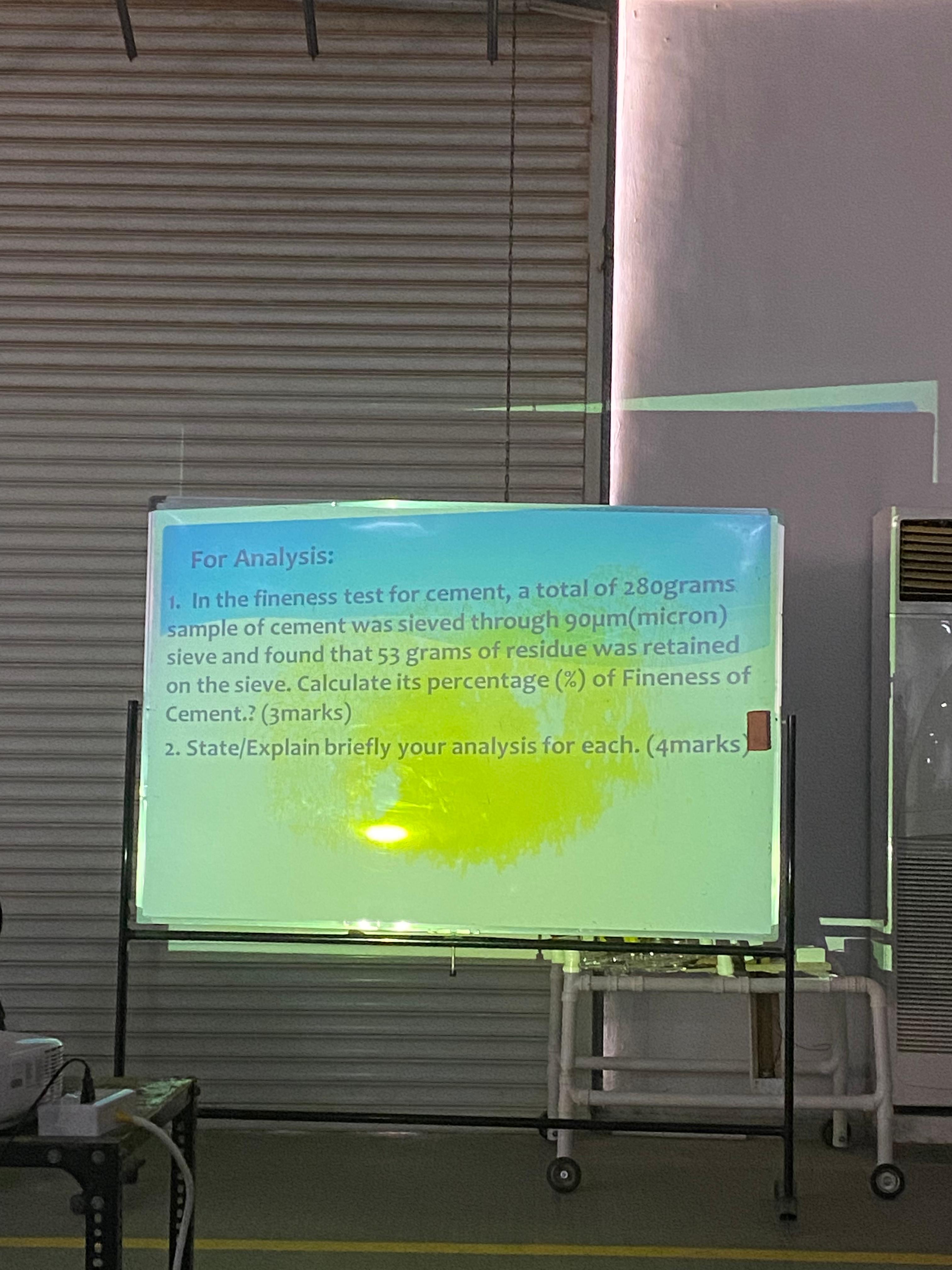 For Analysis: In the fineness test for cement, a