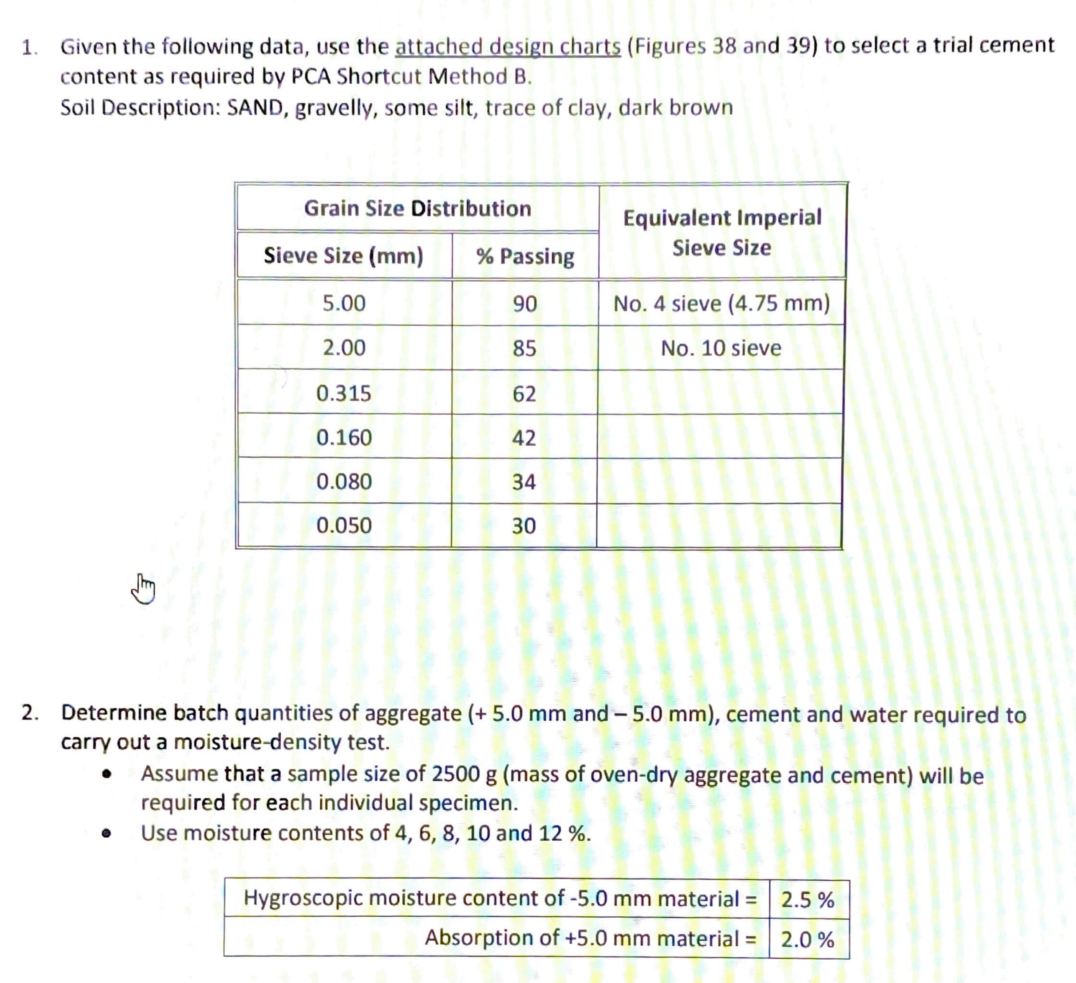 Given the following data, use the attached design
