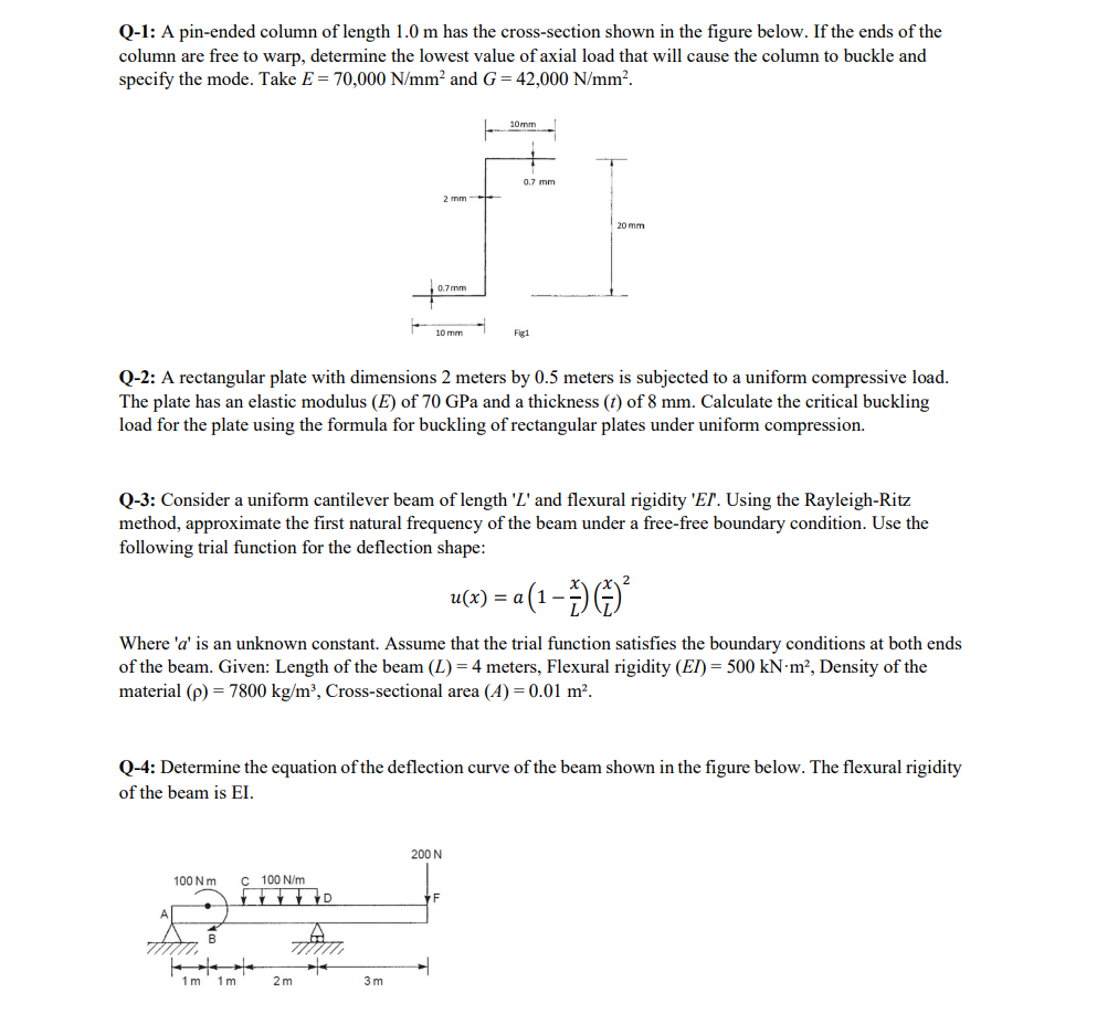 Q - 4 : Determine the equation of the deflection
