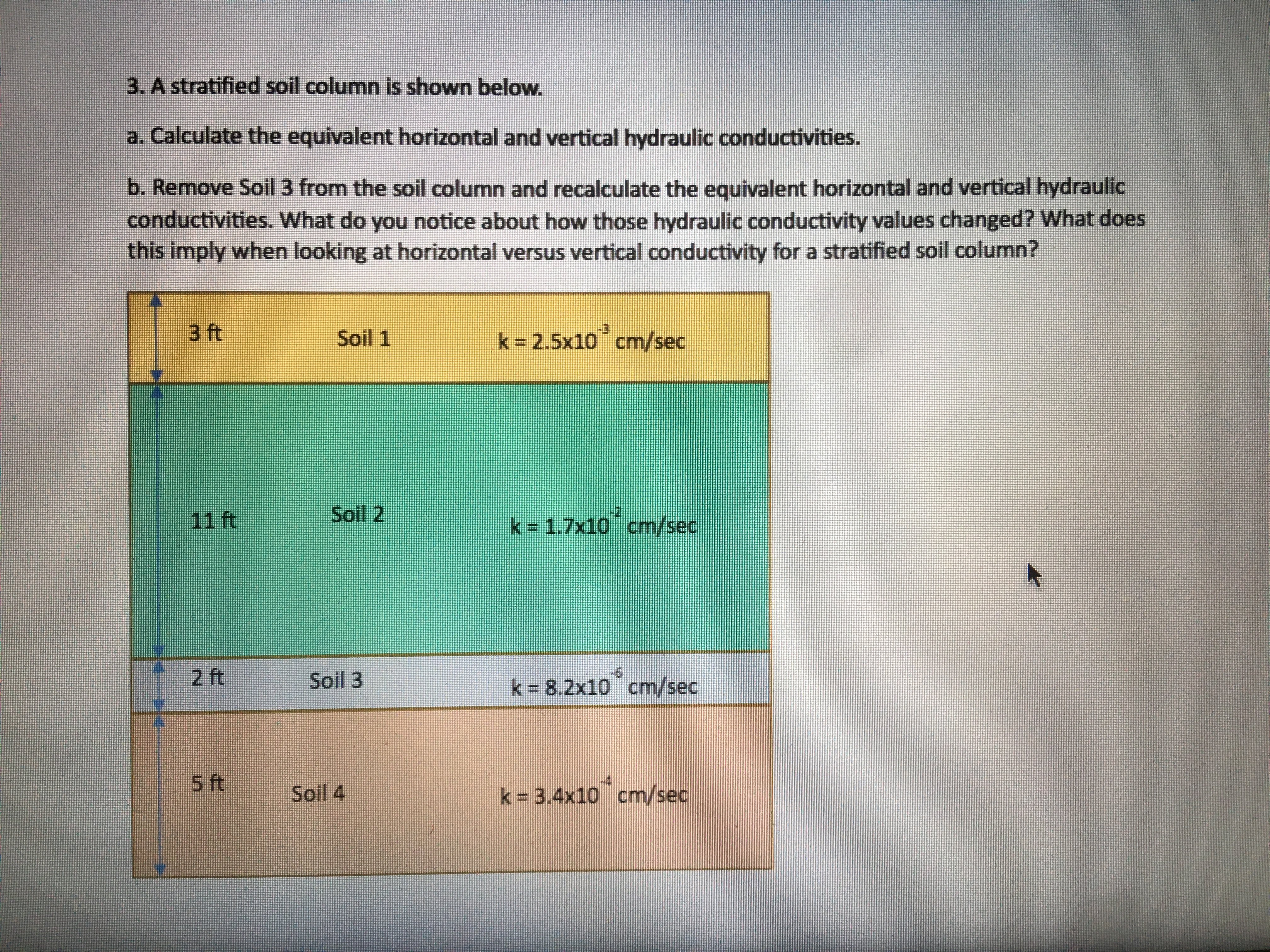 A stratified column is shown below. a . Calculate