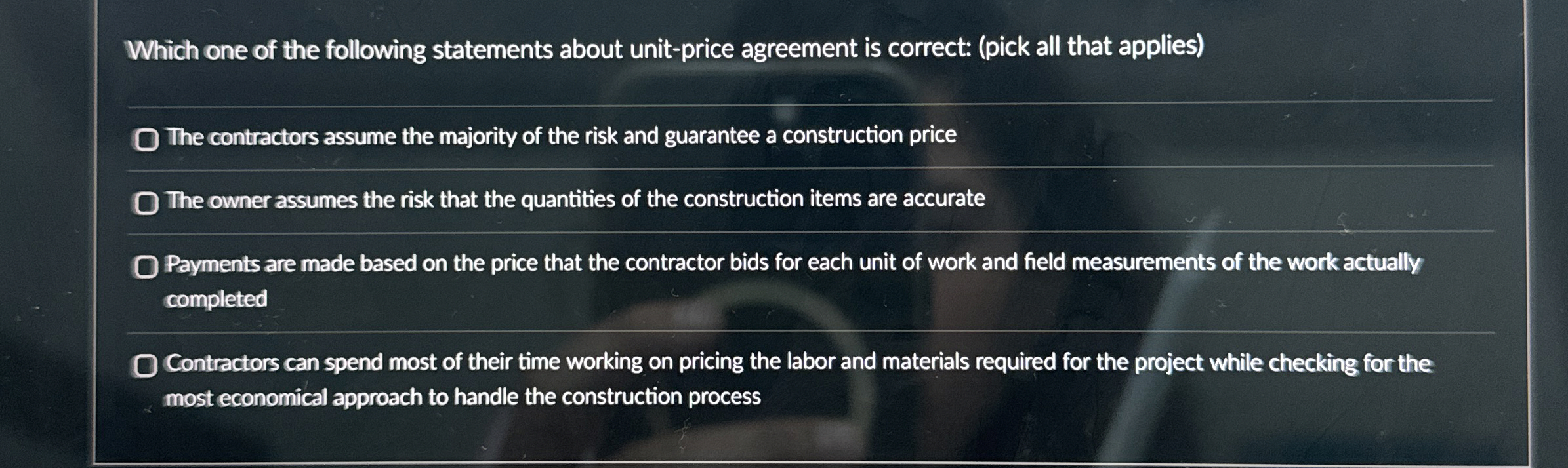 Which one of the following statements about unit