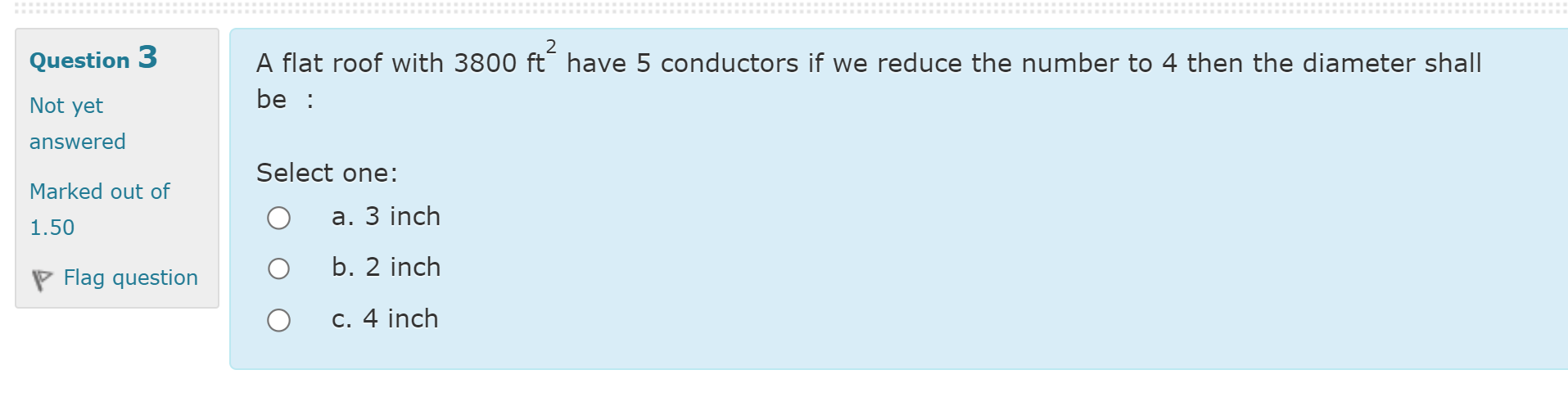 A flat roof with 3 8 0 0 f t 2 have 5 conductors