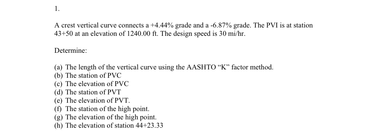 A crest vertical curve connects a + 4 . 4 4 %