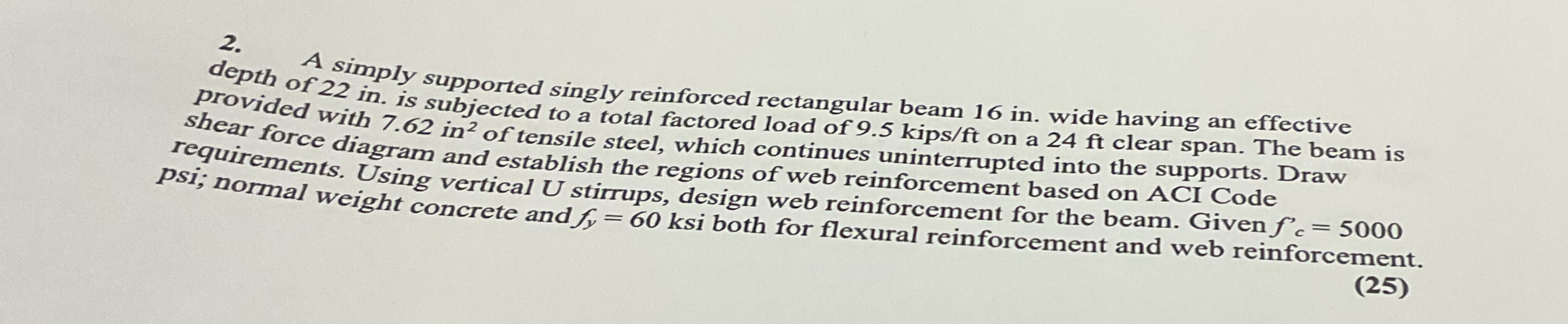 depth of 2 2 simply supported singly reinforced