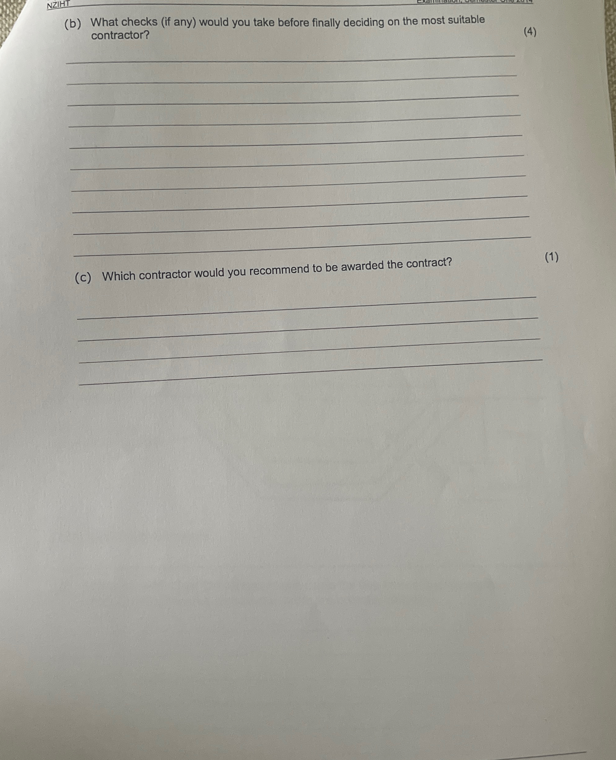 Question 3 Tender Price Evaluation ( 9 Marks )