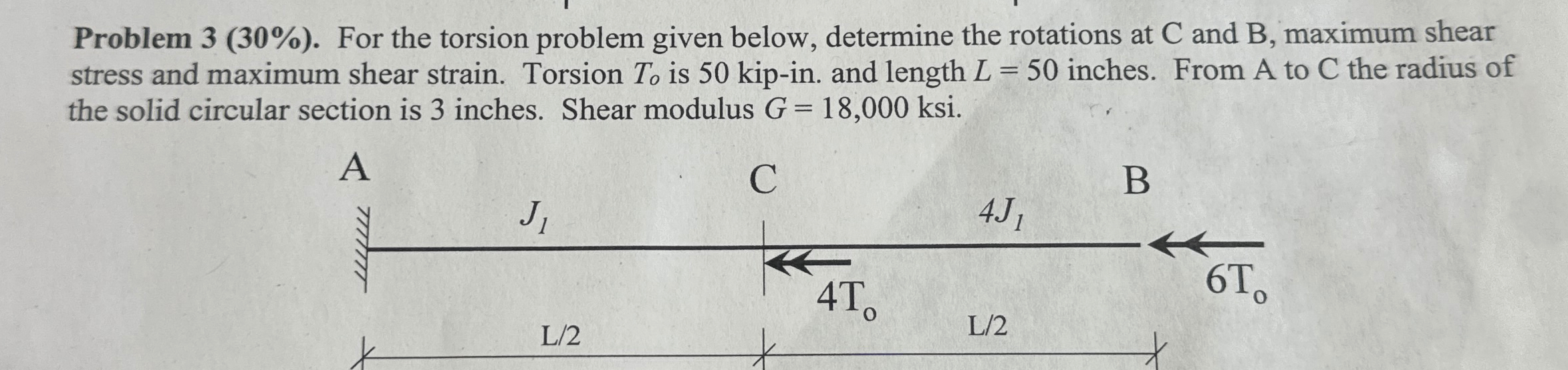 Problem 3 ( 3 0 % ) . For the torsion problem