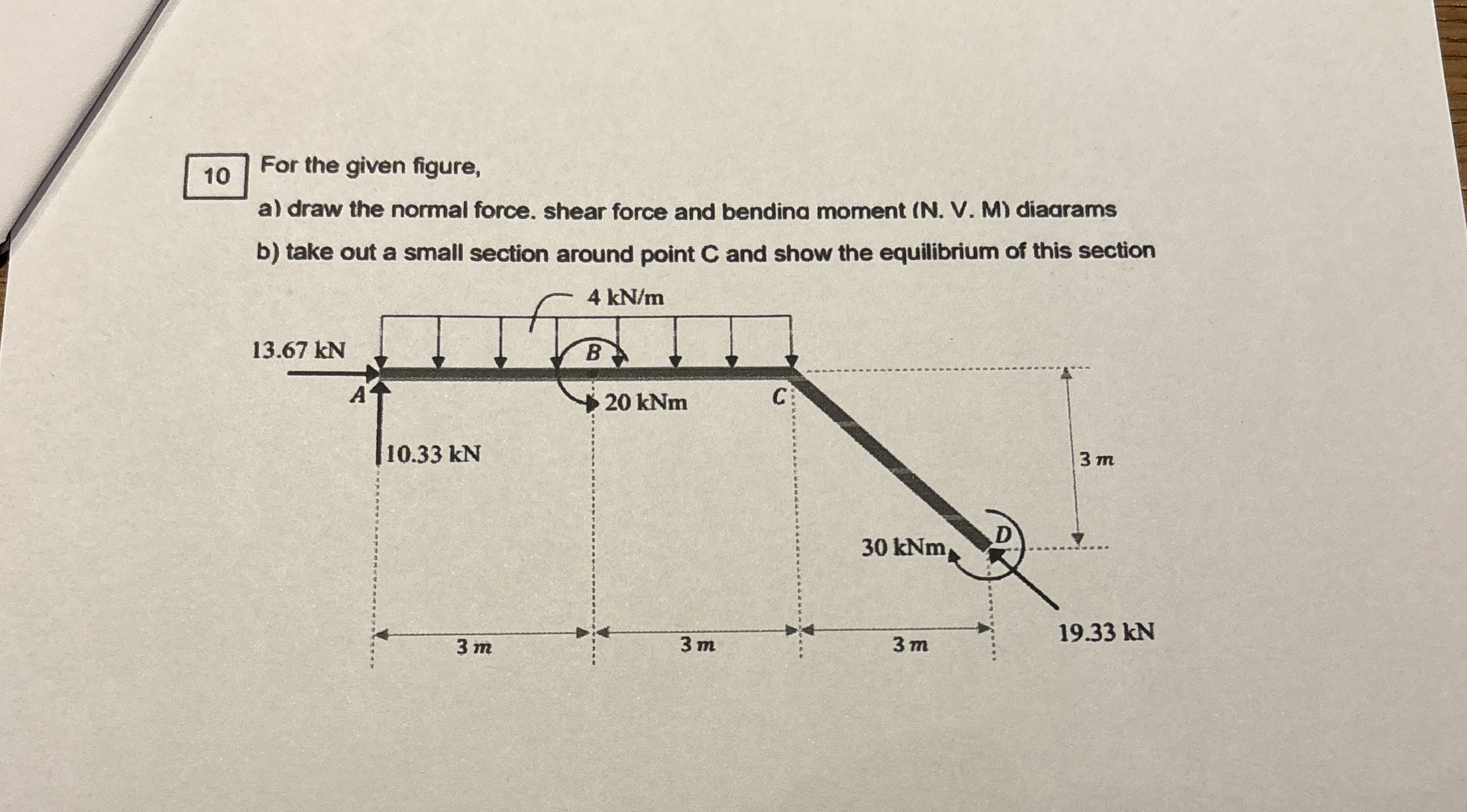 1 0 For the given figure, a ) draw the normal