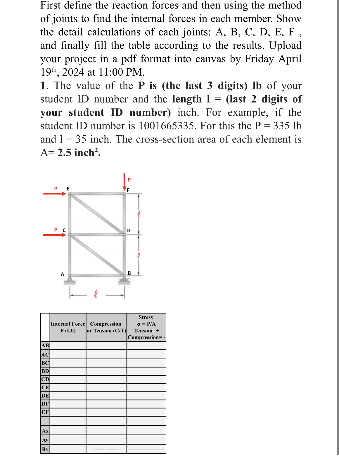 First define the reaction forces and then using