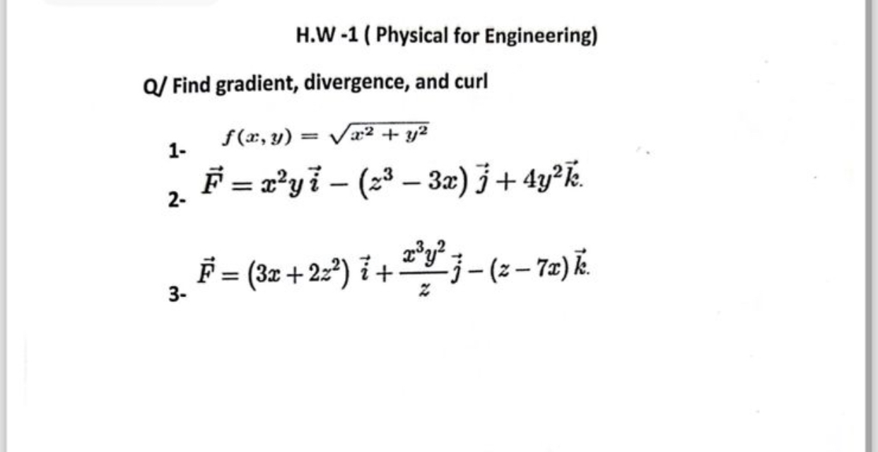 H . W - 1 ( Physical for Engineering ) Q ? Find