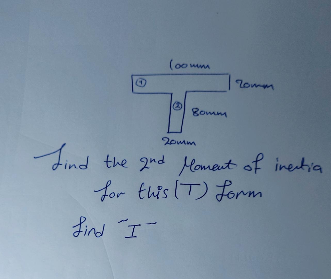Find the 2 n d Moment of inertia Lor this ( T )