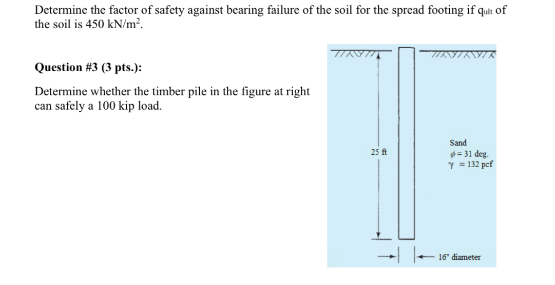 Determine the factor of safety against bearing