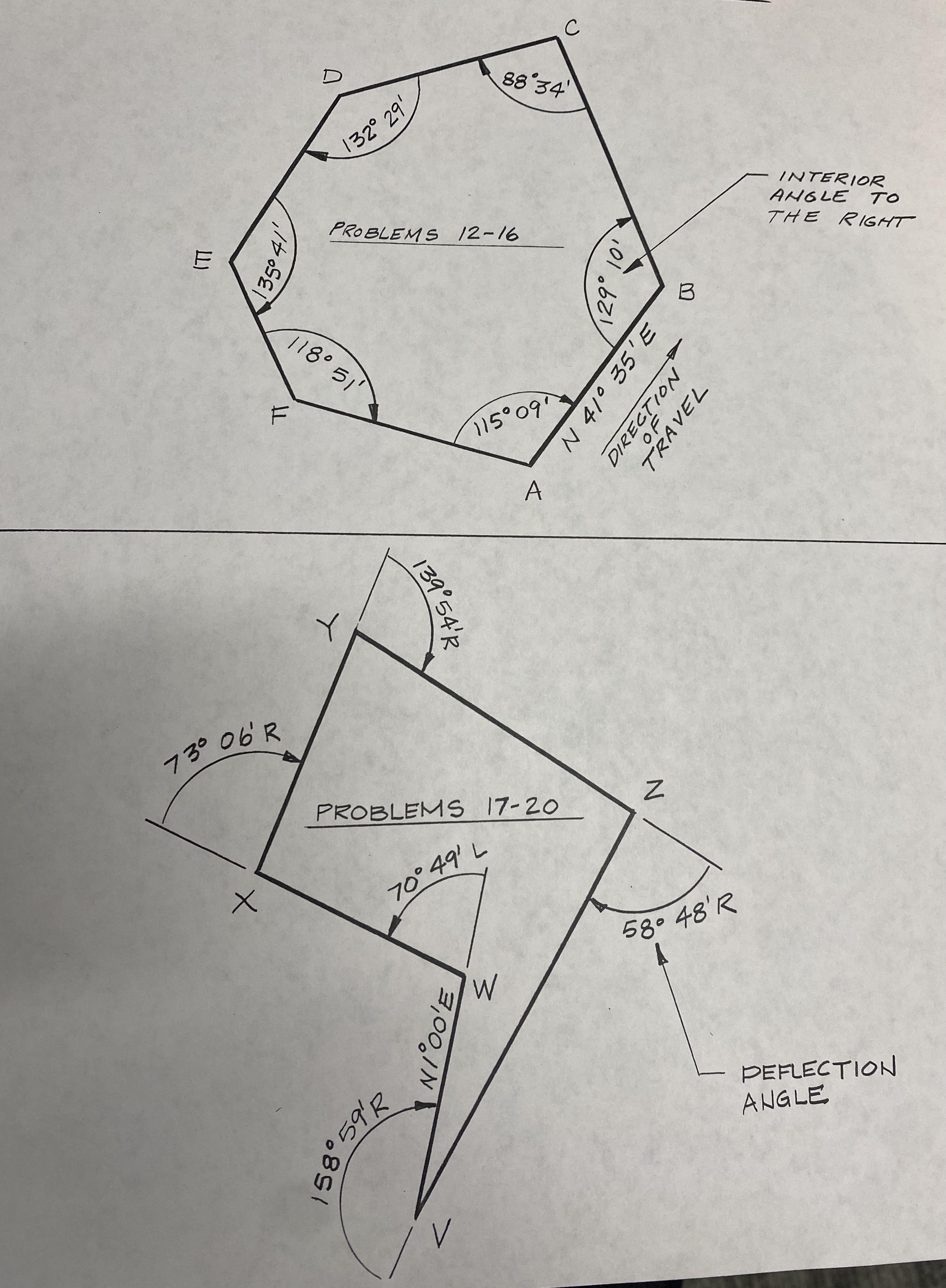 Bearing CalculationsBalance property angles and