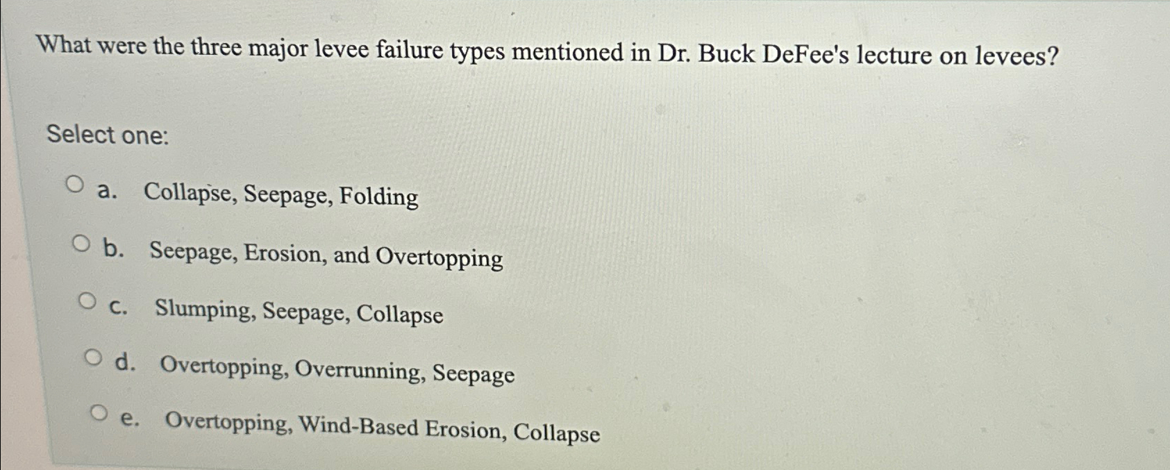 What were the three major levee failure types